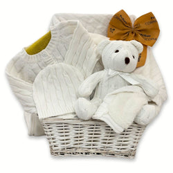 Stylish in White Unisex Baby Gift Basket